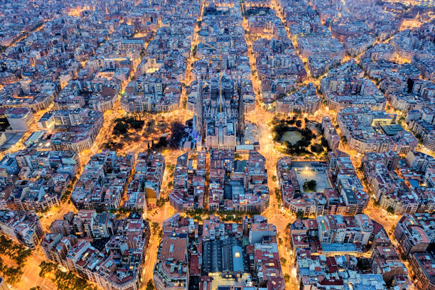 istock Barcelona aerial view from the high 1148710733