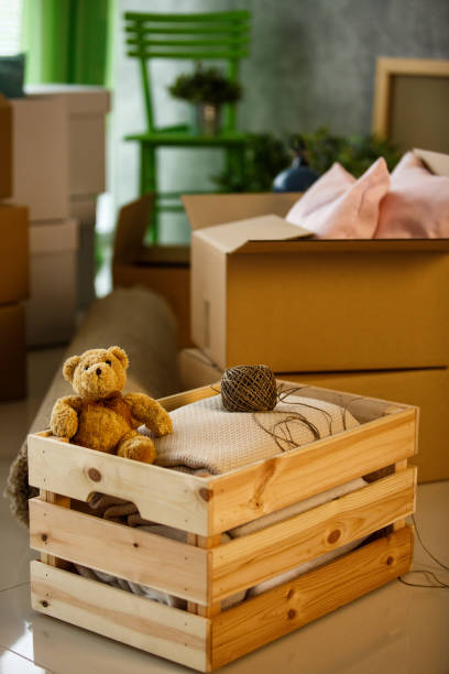 istock Packed household stuff for moving into new house 1148714305