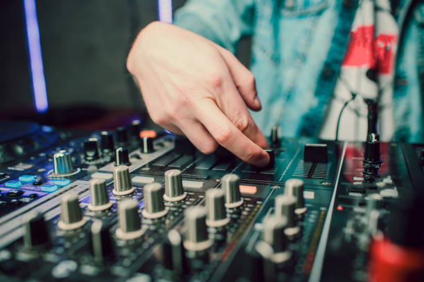 istock Close up view of professional DJ console 1148716674