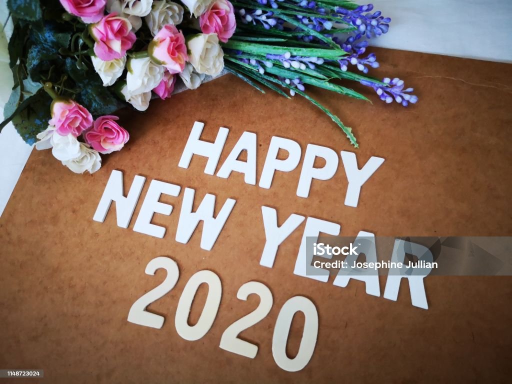 Happy New Year 2020 Wishes With A Vintage Roses Background Stock ...