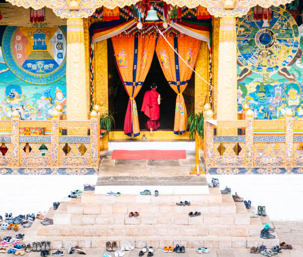 A Buddhist devotee ritual prayer at the peak of Singla Mane Hill during Buddha Jayanti in Dhading, Nepal on May 12, 2025.