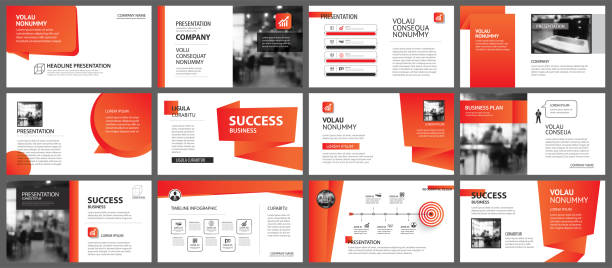 Presentation and slide layout template. Design red and orange gradient in paper shape background. Use for business annual report, flyer, marketing, leaflet, advertising, brochure, modern style. Presentation and slide layout template. Design red and orange gradient in paper shape background. Use for business annual report, flyer, marketing, leaflet, advertising, brochure, modern style. slide templates stock illustrations