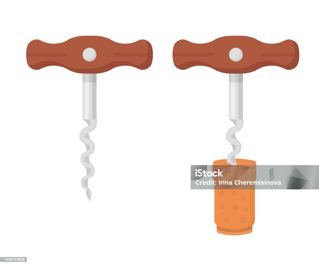 Simple Corkscrew Basic Corkscrew Flat Vector Illustrations Set Stock Illustration ...