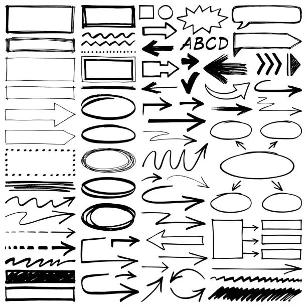 Vector illustration of Hand drawn design elements