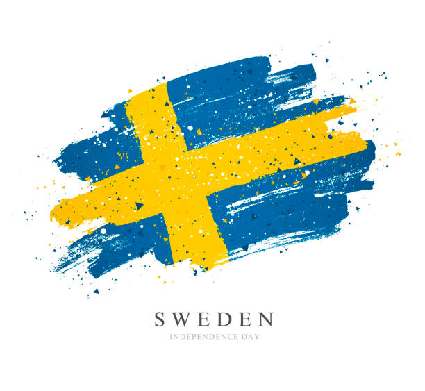 istock Flag of Sweden. Vector illustration on white background. Brush strokes 1148738841