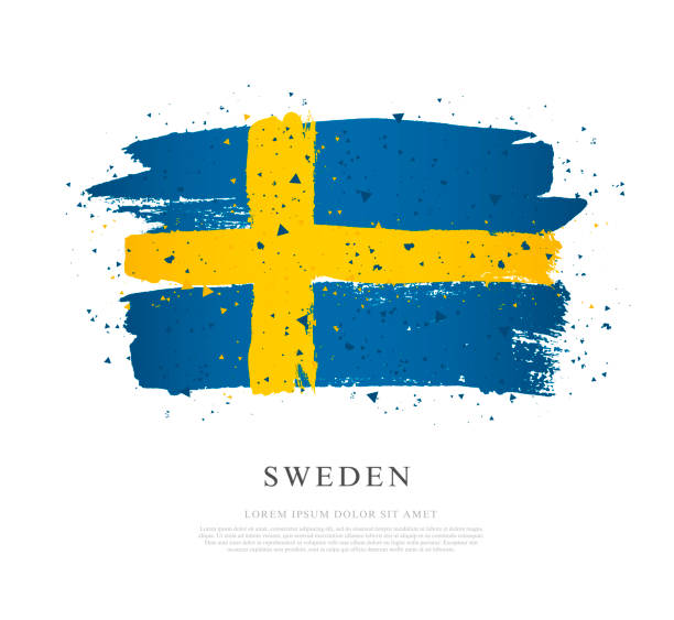 istock Flag of Sweden. Vector illustration on white background. Brush strokes 1148738859