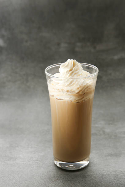 istock ice Viennese coffee in a glass on a grey background 1148739661