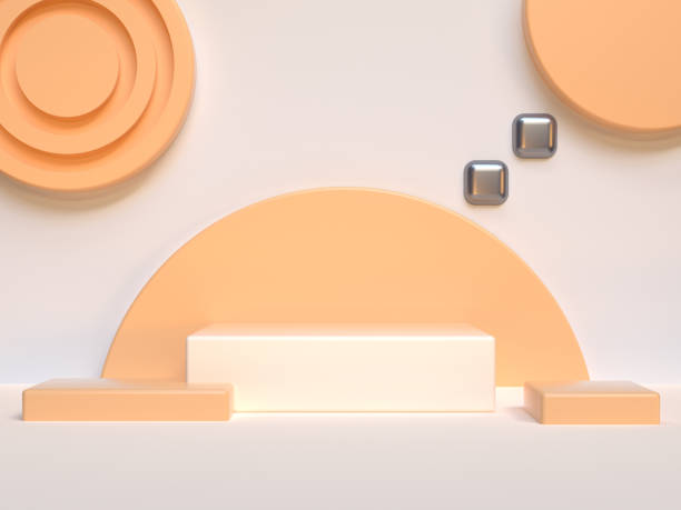 istock circle/semi circle yellow/orange geometric shape abstract podium set 3d rendering 1148739772