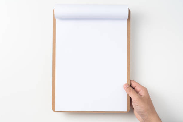 istock white flipped paper on clipboard isolated on white 1148750568