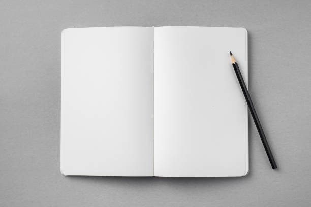 biały notatnik wyizolowany na szarym tle - book black isolated on white note pad zdjęcia i obrazy z banku zdjęć