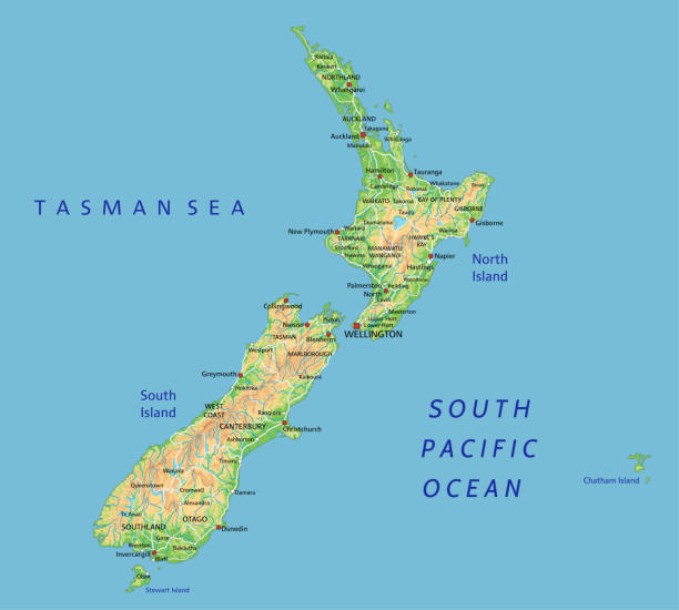 istock High detailed New Zealand physical map with labeling. 1148752466