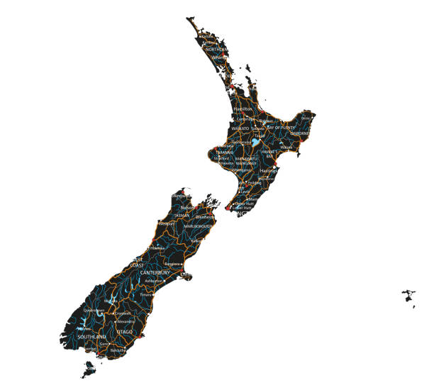 istock High detailed New Zealand road map with labeling. 1148753168