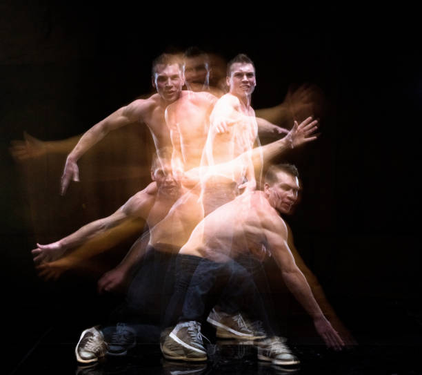istock Shirtless man moving around with motion blur 1148754766