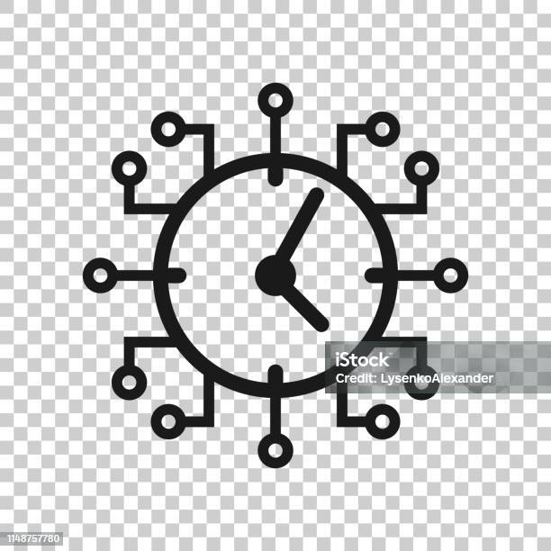 Real Time Icon In Transparent Style Clock Vector Illustration On Isolated Background Watch Business Concept Stock Illustration - Download Image Now