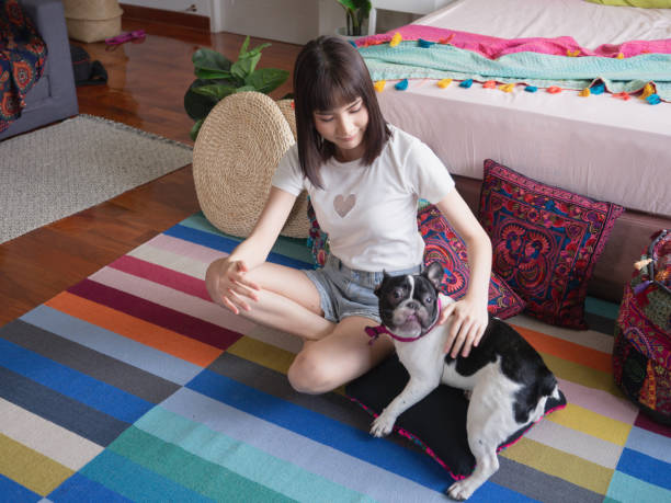 istock Women playing with dogs on the floor 1148757787