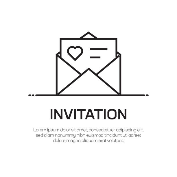 einladung vector line icon-simple thin line icon, premium quality design element - musik kuchen stock-grafiken, -clipart, -cartoons und -symbole