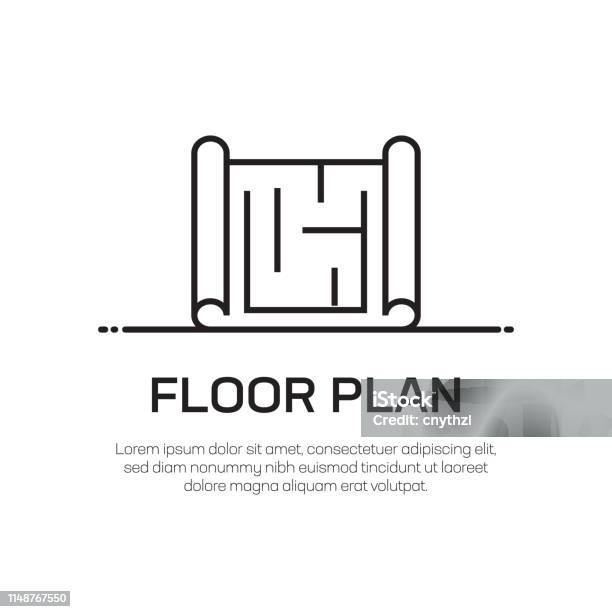 Floor Plan Vector Line Icon Simple Thin Line Icon Premium Quality Design Element Stock Illustration - Download Image Now