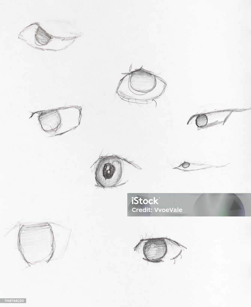 Ilustración de Bocetos De Ojos Humanos Dibujados A Mano Por Lápiz Negro y  más Vectores Libres de Derechos de Arte - iStock