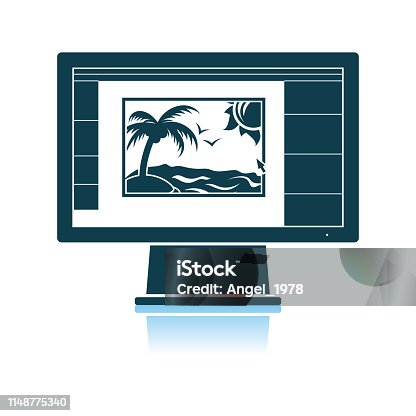istock Icon Of Photo Editor On Monitor Screen 1148775340
