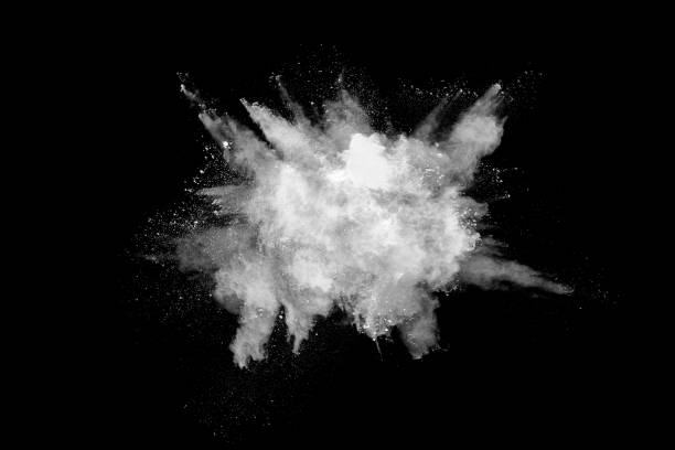 istock White powder explosion on black background. Colored cloud. Colorful dust explode. Paint Holi. 1148780629