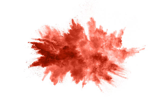istock living coral color powder explosion on white background. Colored cloud. Colorful dust explode. Paint Holi. 1148780997