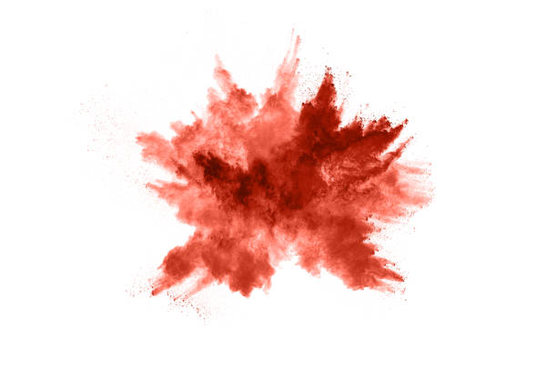 istock living coral color powder explosion on white background. Colored cloud. Colorful dust explode. Paint Holi. 1148781009