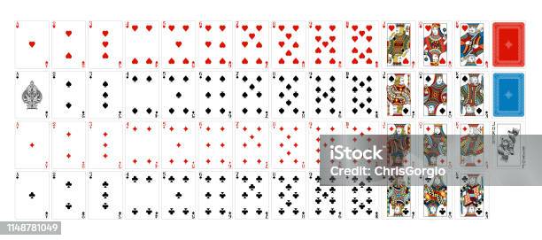 카드 놀이 데크 전체 완료 카드-여가활동 게임에 대한 스톡 벡터 아트 및 기타 이미지 - 카드-여가활동 게임, 데크, 에이스