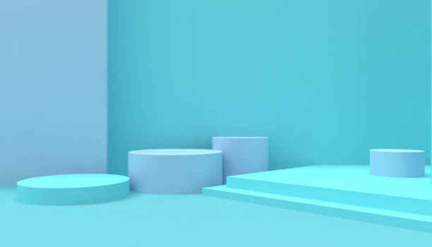 istock Podium composition Geometric Circle shape minimal and Modern concept Art pastel Blue wall on Blue background - 3d rendering 1148785934