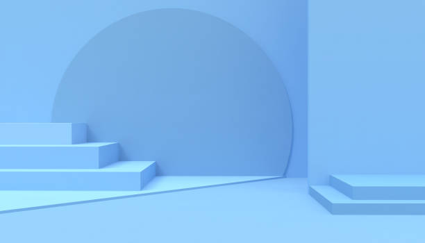 istock Podium Geometric composition shape minimal and Modern concept Art pastel Blue wall scene on Blue background - 3d rendering 1148785966