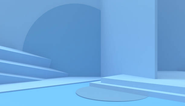 istock Podium composition Geometric shape minimal and Modern concept Art pastel Blue wall scene on Blue background - 3d rendering 1148785979