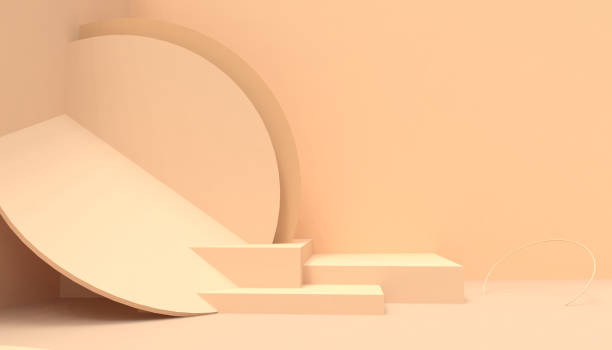 istock Podium Geometric Circle shape minimal and Modern concept Art pastel Orange wall scene on Orange background - 3d rendering 1148785980