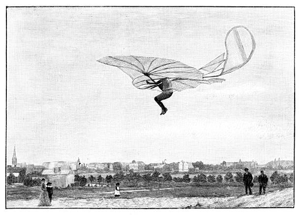 Steel engraving of engineer Otto Lilienthal after photography of Ottomar Anschütz in 1892Lilienthal's training area was a hill formation called 