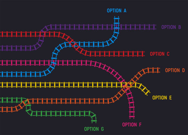 illustrations, cliparts, dessins animés et icônes de infographies des rails de train - looking at view railroad station street railroad track