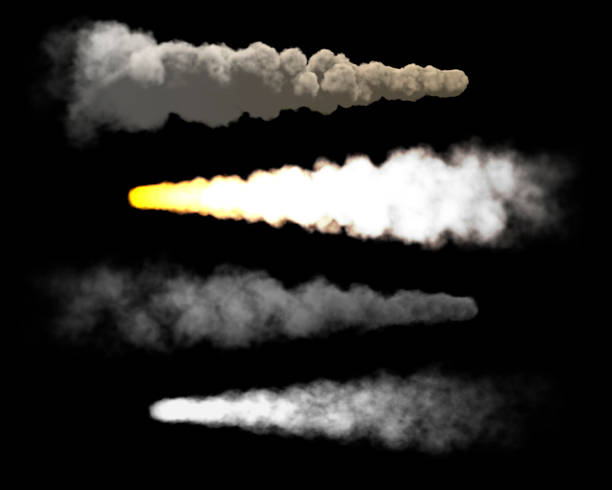 istock Stream of smoke set. Isolated on black background. 3D rendering. 1148792118
