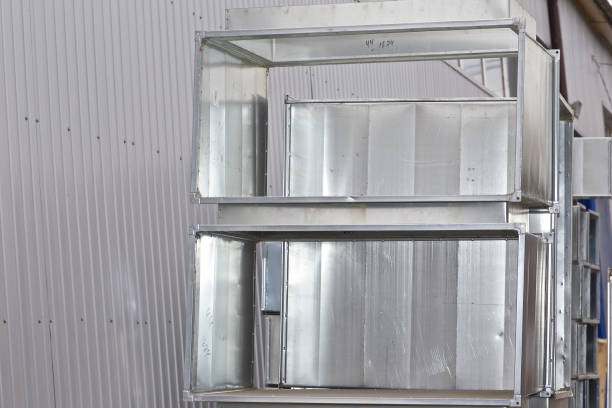 istock Elements and parts made of galvanized sheet for various ventilation systems 1148793242