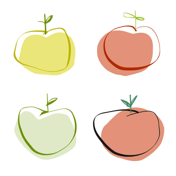 Ilustración de Dibujos A Lápiz De Manzanas y más Vectores Libres de  Derechos de Manzana - Manzana, Variación, Batido de frutas - iStock