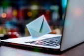 Blue envelope on laptop