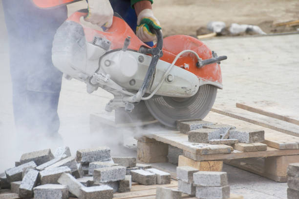 istock cutting of a stone on building by the electric machine with a diamond disk 1148794544