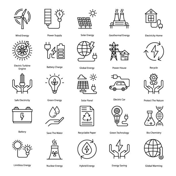 Clean Energy Line Icons Pack Clean energy line icons set is here for your convenience. Grab this set having editable quality and use in related projects. hot spring stock illustrations