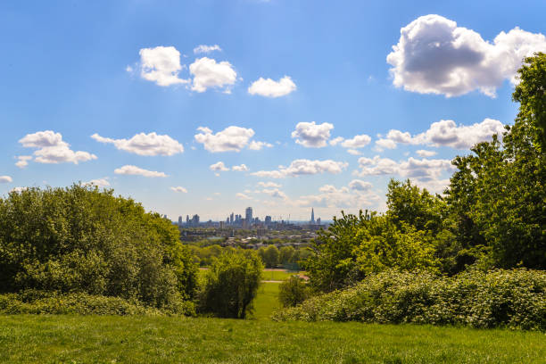 parliament hill - england field autumn season stock-fotos und bilder