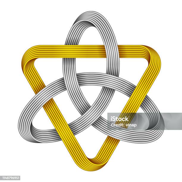 Triquetra With Triangle Made Of Intersected Strips Celtic Trinity Symbol Vector Illustration Stock Illustration - Download Image Now