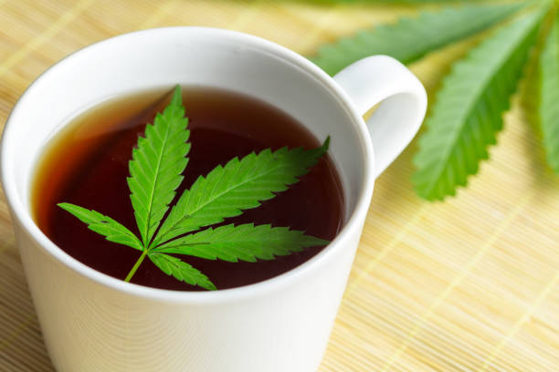 istock Cannabis herbal tea and marijuana leaves 1148803690