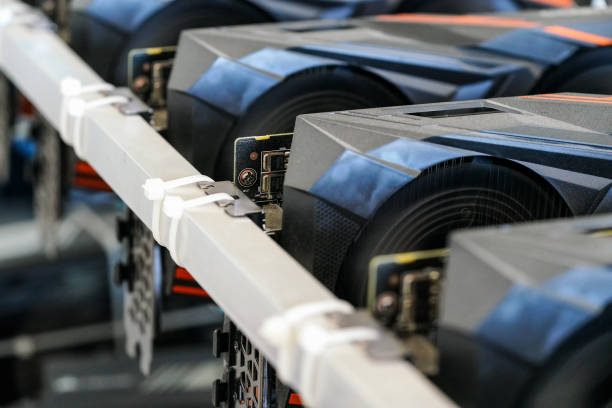 istock Closeup photo of graphics video card on ethereum cryptocurrency mining rig. 1148804048
