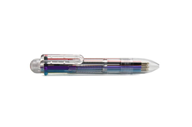 istock Pen writing in several colors on a white background.Fountain pen 1148804301