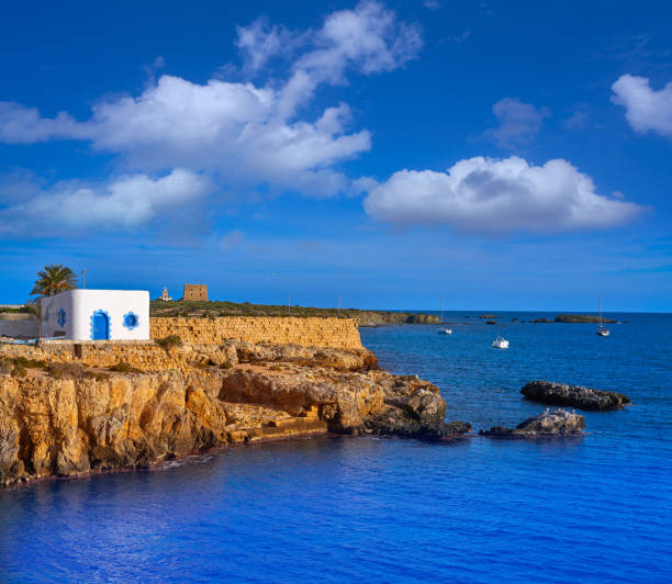 nova tabarca island white facades spain - island of tabarca imagens e fotografias de stock