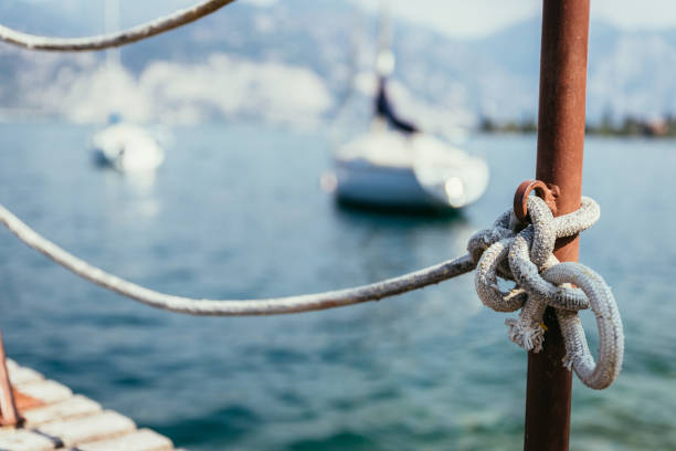 Luxury Yatch in port, selective focus on the pier.