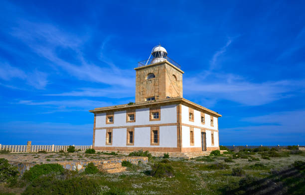 lighthouse of nova tabarca island spain - island of tabarca imagens e fotografias de stock