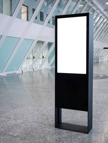 istock Mock up sign stand Indoor modern building background 1148805510