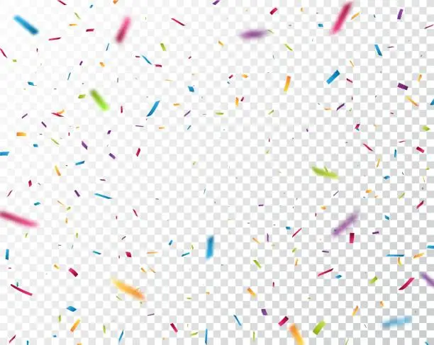 Vector illustration of Colorful ribbon and confetti, isolated on transparent background