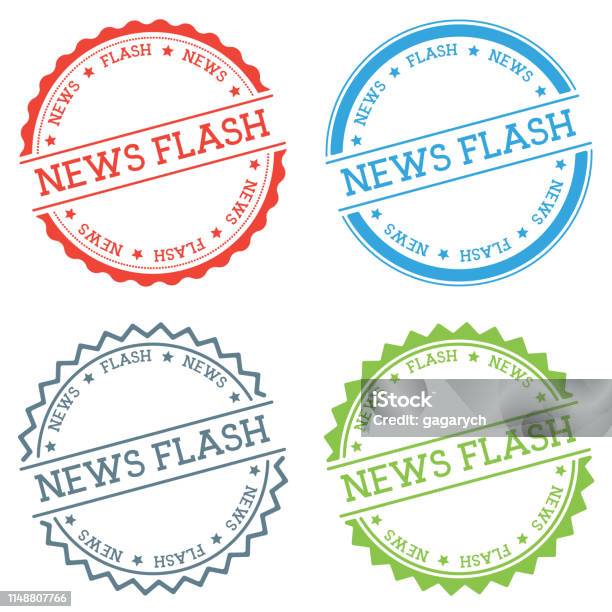 News Flash Badge Isolated On White Background Stock Illustration - Download Image Now - Announcement Message, Badge, Banner - Sign